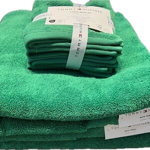 Tommy Hilfiger Green Cotton Bath Towel 6 Piece Set